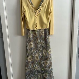 Dressbarn Sunny Yellow and Floral Maxi Dress
